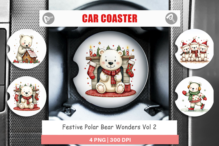 Festive Polar Wonders Car Coaster