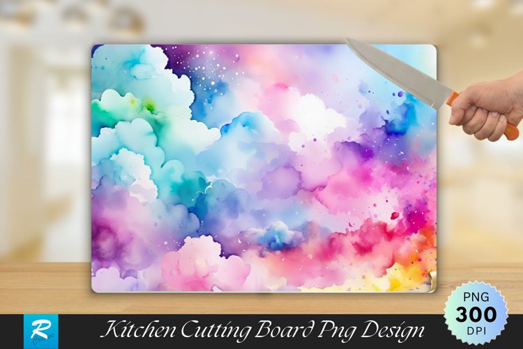 Multicolor Clouds Cutting Board Sublimation Design example image 1