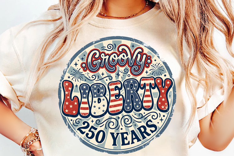 Retro Groovy Liberty 250th Years T-shirt Sublimation Design