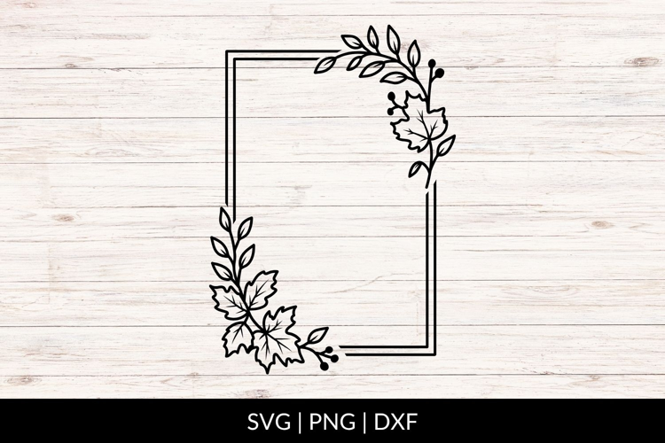 Hand Drawn Rectangle Autumn Leaves Frame SVG