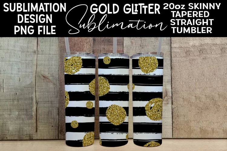 Gold Glitter Ball Tumbler Submilation 20oz Skinny Tumbler