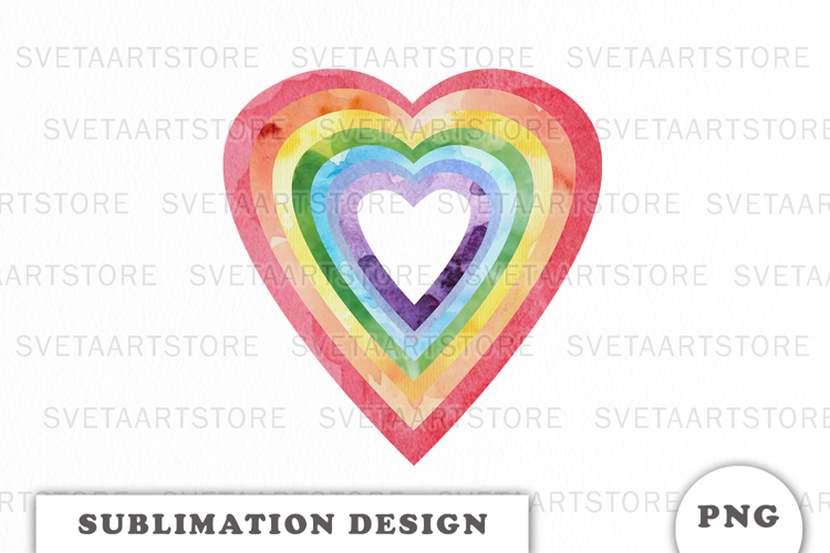 Watercolor Rainbow Heart png