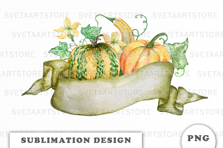 Watercolor Autumn Pumpkins png