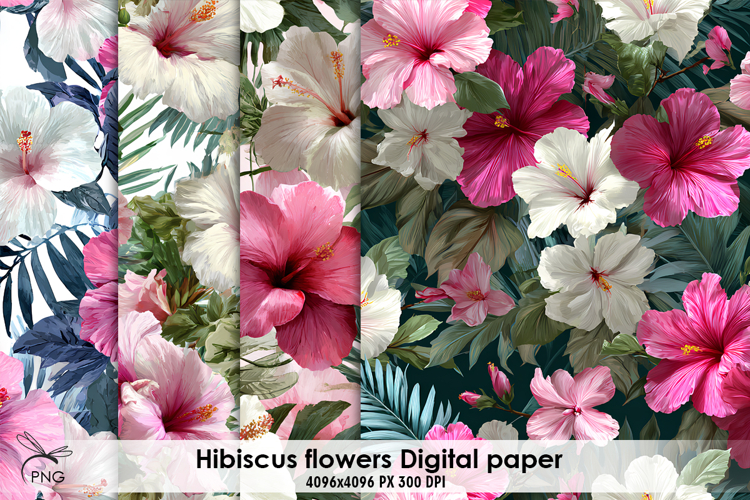 Hibiscus flowers digital paper