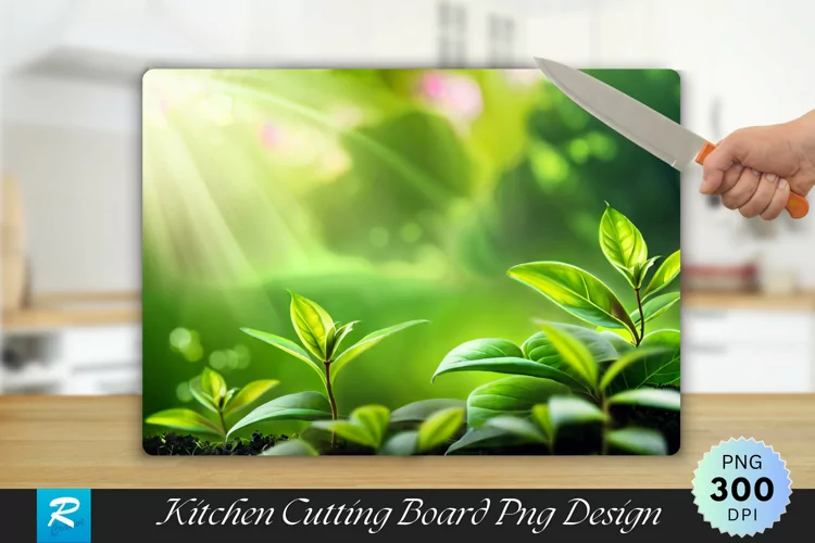 Tea Plant Cutting Board Sublimation Design