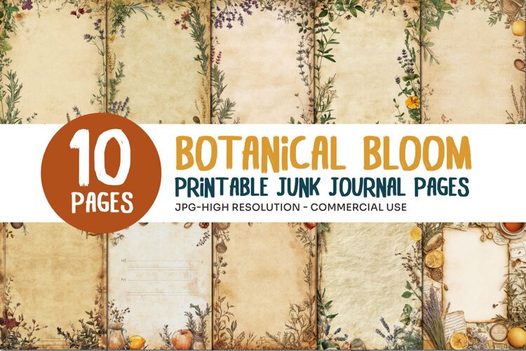 Botanical Bloom Junk Journal Pages example image 1
