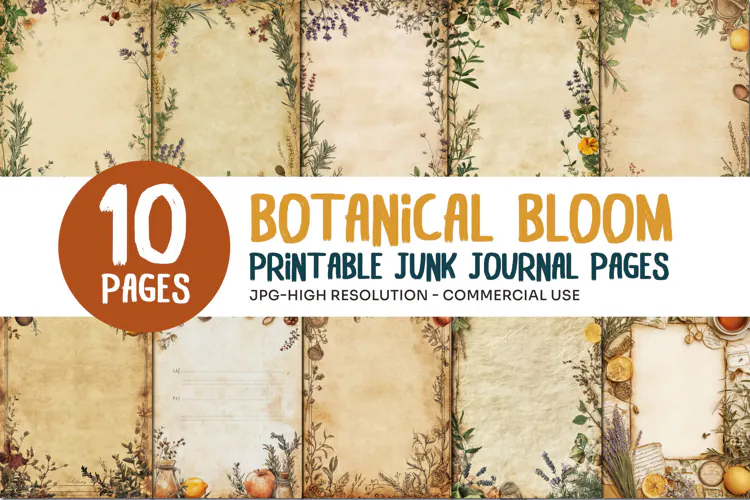 Botanical Bloom Junk Journal Pages