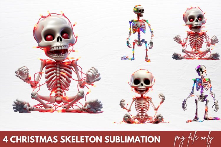 Christmas Skeleton Sublimation PNG