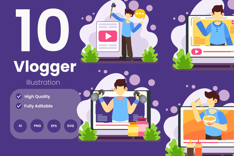 Vlogger Illustration Pack