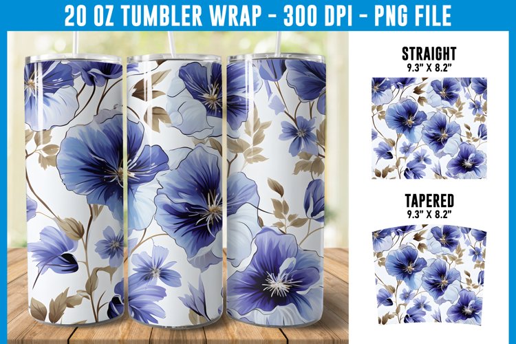 Pansy Flowers Tumbler Wrap | Flower Tumbler Sublimation