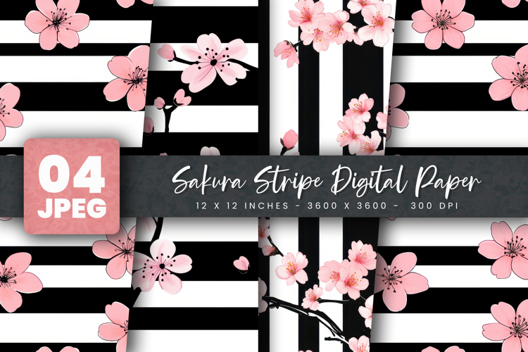 Sakura Stripe Digital Paper