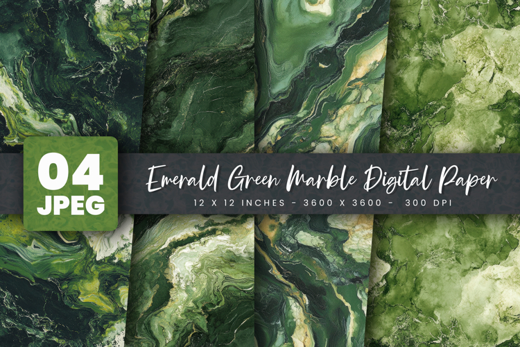 Emerald Green Marble Digital Paper