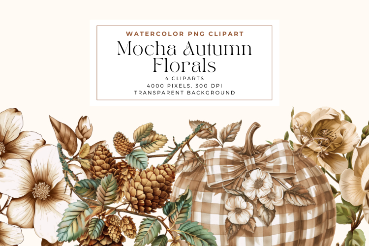 Mocha Autumn Florals Clipart