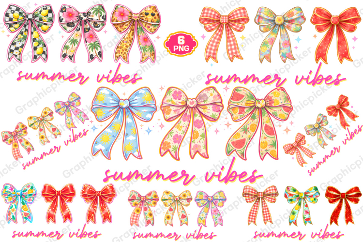 Coquette Summer Vibes PNG, Preppy Summer PNG, Summer Bow PNG