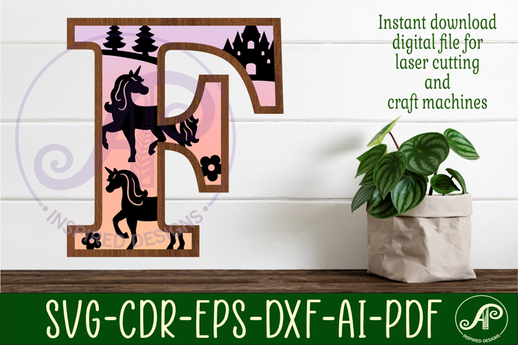 Unicorns Large F wall Letter 3 layer sign
