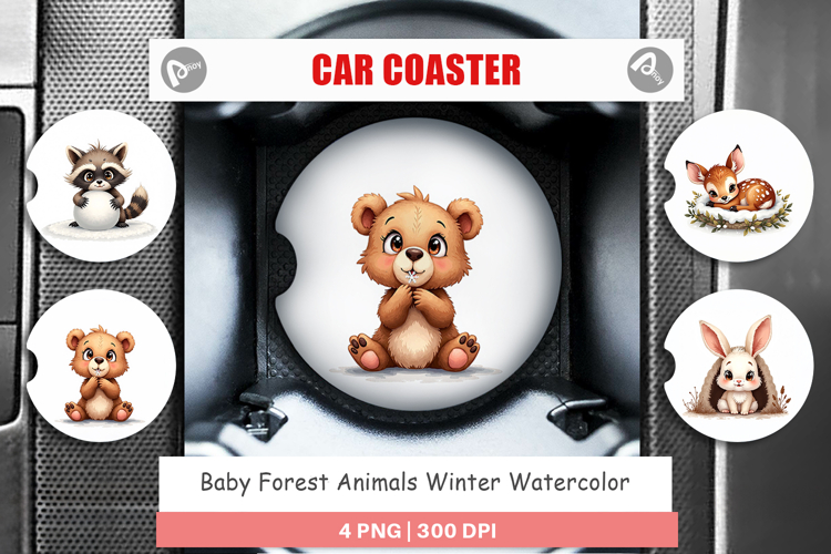 Baby Forest Animals Winter Car Coaster