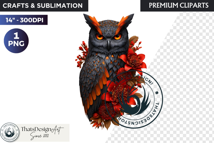 Floral Owl Fantasy clipart, Botanical and Wildlife Graphics