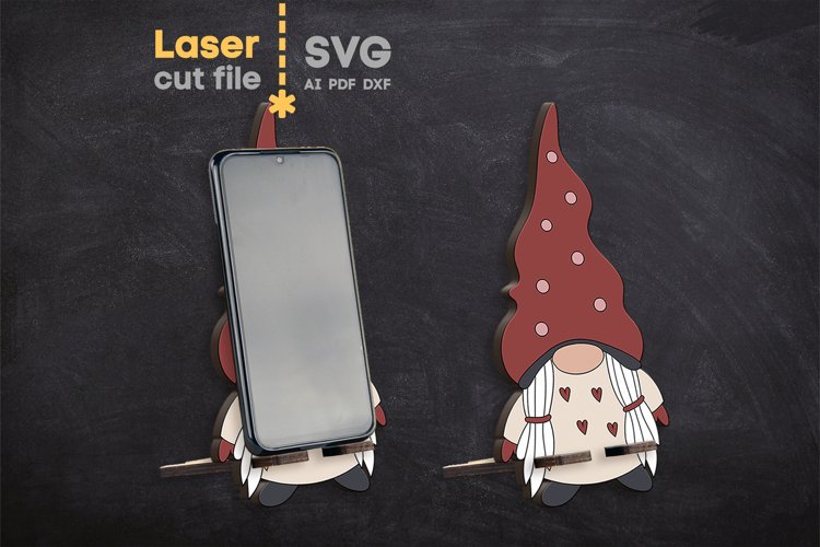 Gnome Phone Stand SVG laser cut files for Glowforge