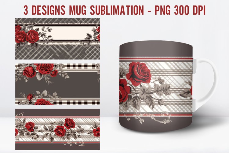 Vintage Rose Mug Wrap Sublimation Designs|Valentines day