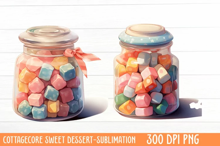 Cottagecore Sweet Dessert Sublimation, Watercolor Clipart