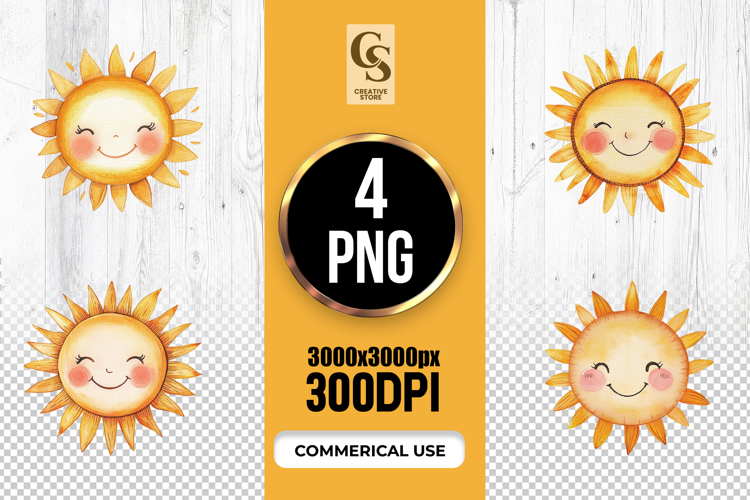 Cute Smiling Sun Clipart PNG