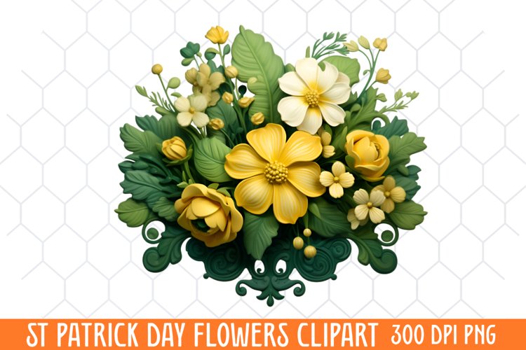 St Patrick Day Flowers Clipart