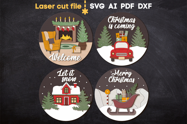 Christmas Signs Bundle SVG laser cut files for Glowforge