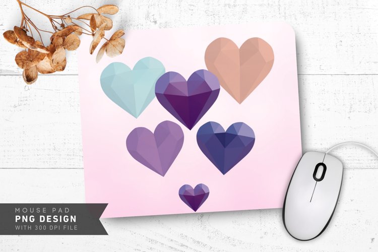 Geometric Pastel Hearts Mouse Pad PNG Design