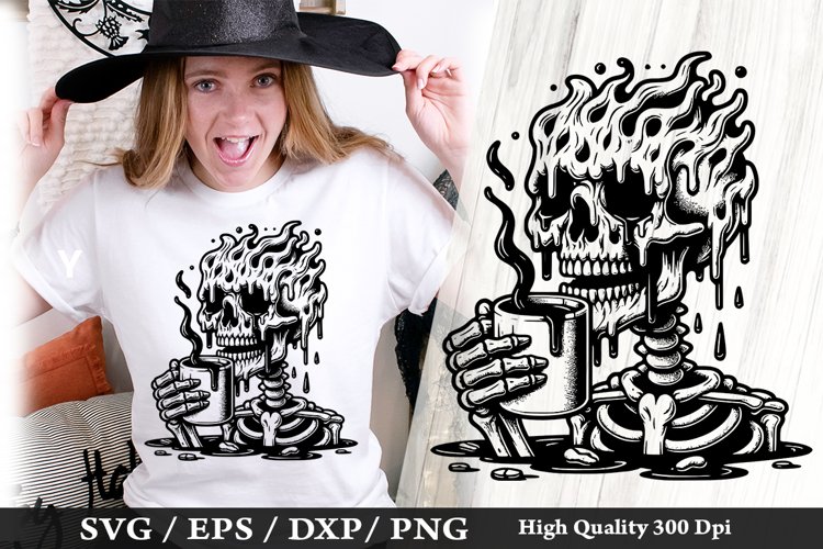Melting Skeleton SVG Design - Skeleton T shirt Design example image 1