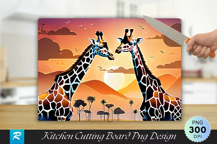 Giraffe Couple Cutting Board Sublimation Design