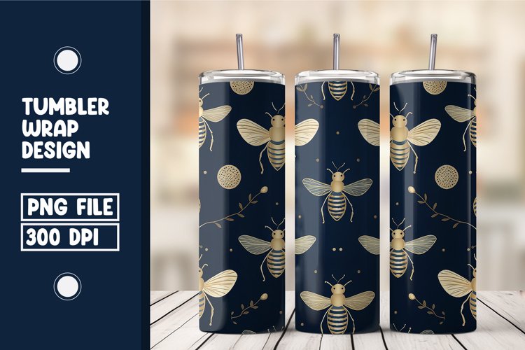 Bee And Flower Tumbler Wrap Design