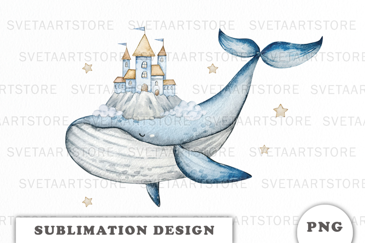 Watercolor Whale Dreams png