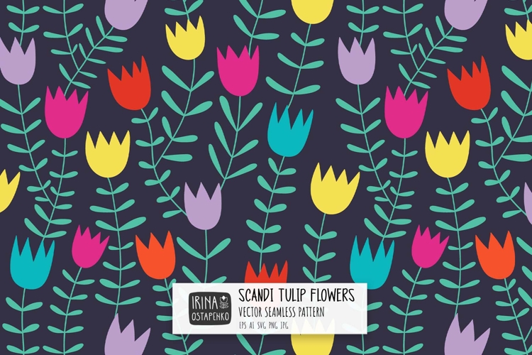 Skandi Tulip Flowers Pattern