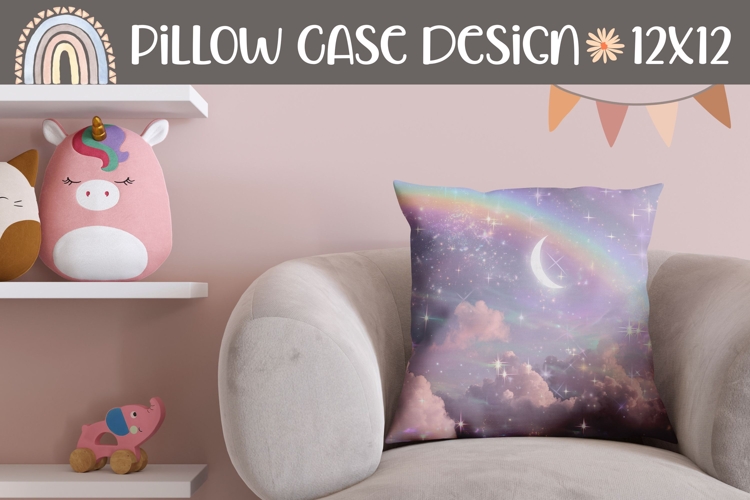 Glitter Stars Pillow Sublimation, Rainbow Pillow Design