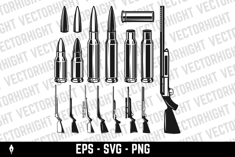 Crossed bullets cartridges from assault rifle. Design elemen