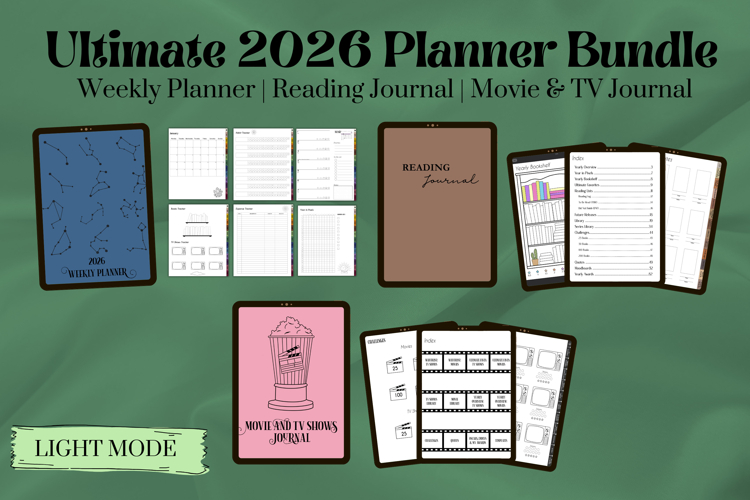 Ultimate 2026 Digital Planner Bundle | Light Mode