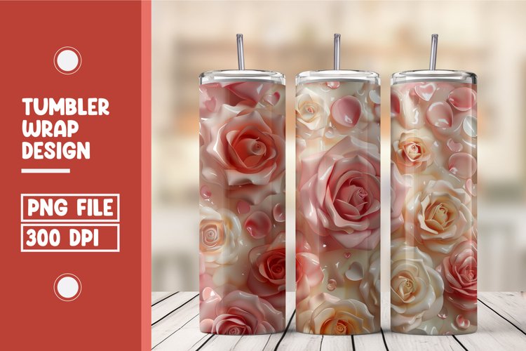 Heart Flower Tumbler Wrap Design example image 1