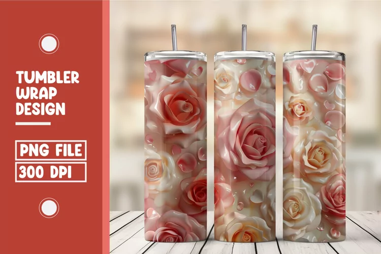 Heart Flower Tumbler Wrap Design