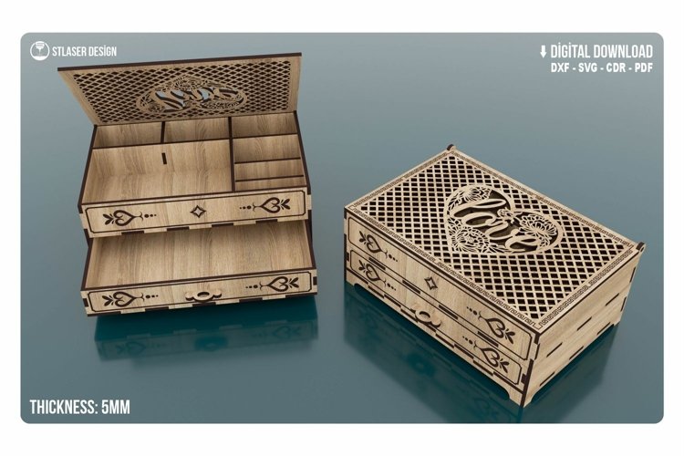 Laser Cut Wood Chest Of Drawers Jewelry Box Svg (2345000)