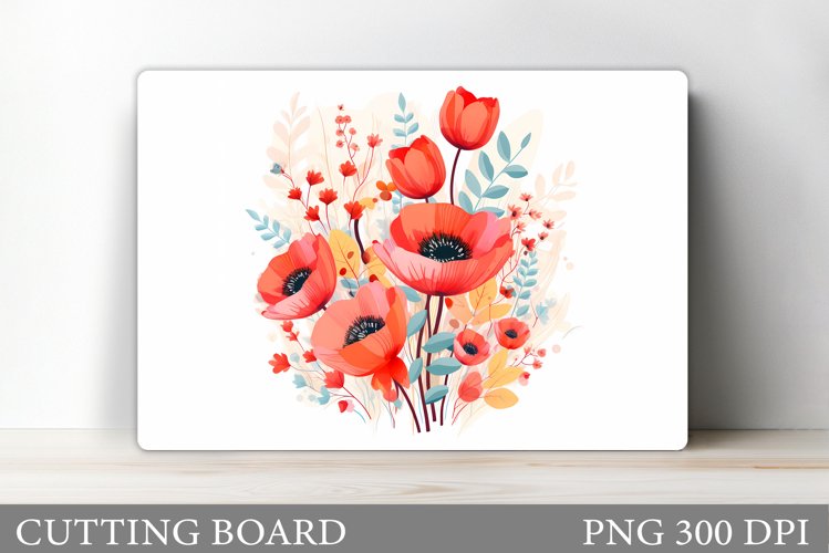 Flowers Cutting Board Sublimation. Wildflowers Cutting Board example image 1
