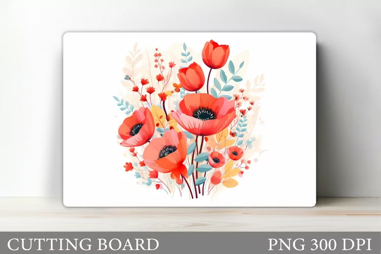 Flowers Cutting Board Sublimation. Wildflowers Cutting Board