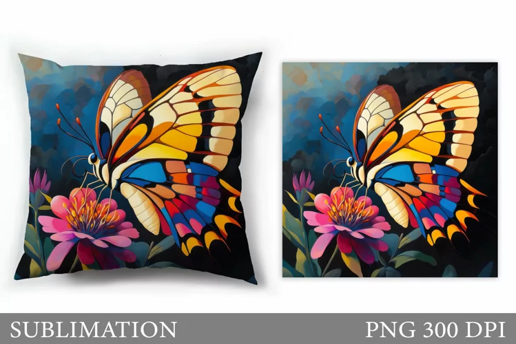 Butterfly Flowers Sublimation. Butterfly Pillow Sublimation