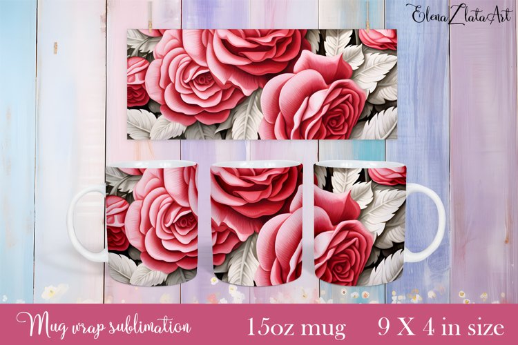 Flowers Mug Sublimation, Floral Design Mug example image 1