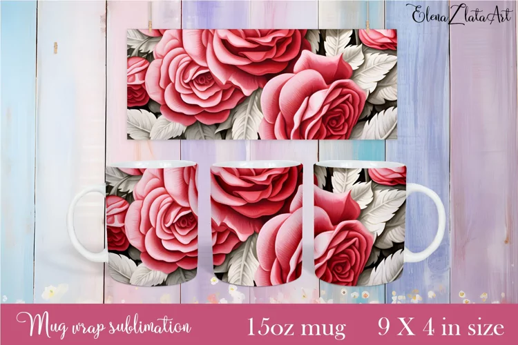 Flowers Mug Sublimation, Floral Design Mug