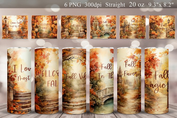 Autumn Fall Tumbler Sublimation Bundle | Fall Quotes Wrap