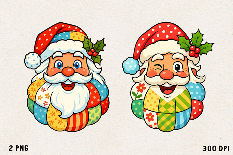 Patchwork Christmas Clipart | Cute Holiday PNG