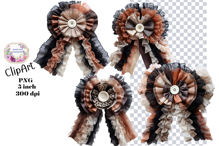 Bows, Ribbon, Lace , Clipart, Ephemera, PNG, Junk Journal