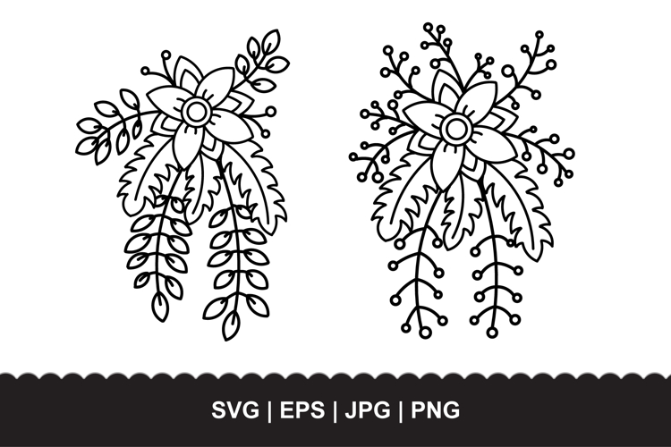 Floral Bouquet SVG Bundle - 2 Wildflower Botanical Vector