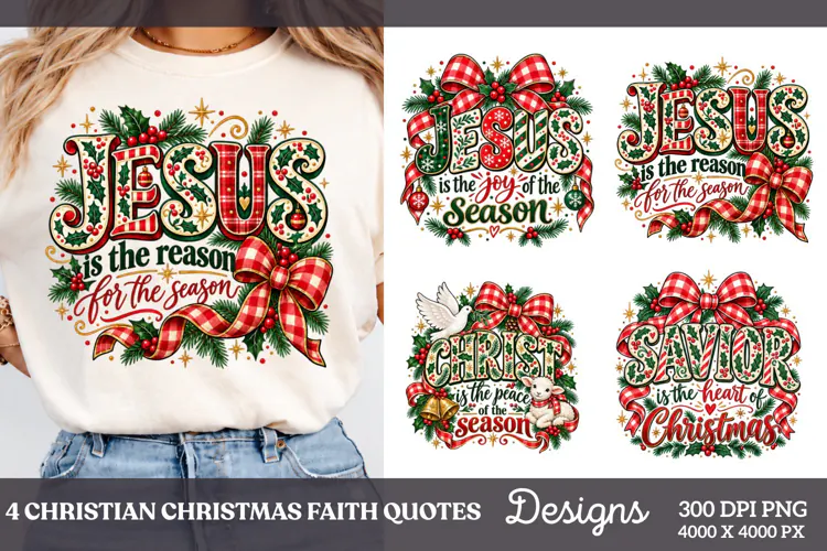 4 Christian Christmas Shirt Designs, 4 Nativity Faith Quote