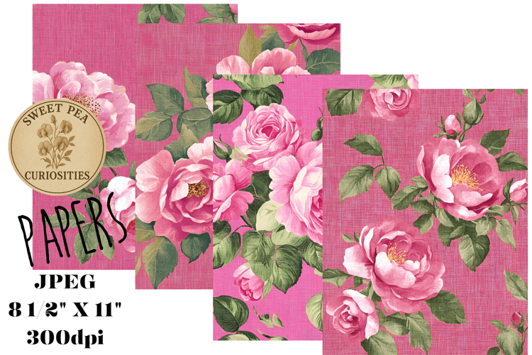 Shabby Chic, Roses, Mixed Media, Papers, Junk Journal